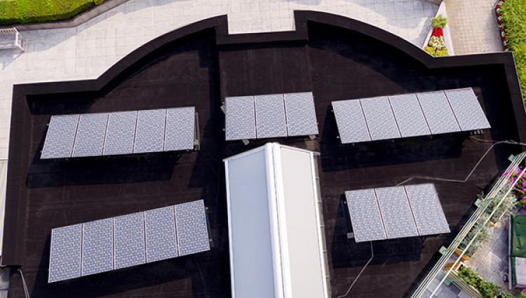 Panneaux solaires sur un toit plat